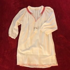 Roxy Tunic Midi  Size S Embroidered Neck Line Stitched Hem Boho Made in India